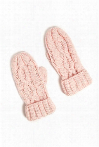 Marled Cable Knit Mittens