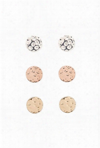 Metallic Circle Stud Earring Set