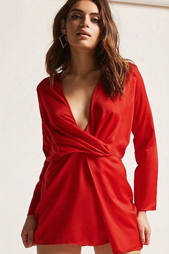 Motel Satin Plunging Dress