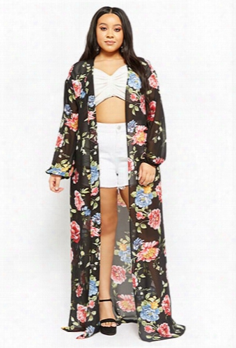 Plus Size Floral Duster Kimono
