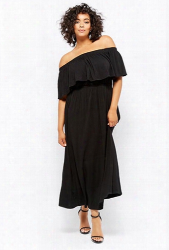 Plus Size Off-the-shoulder Flounce Maxi Dress