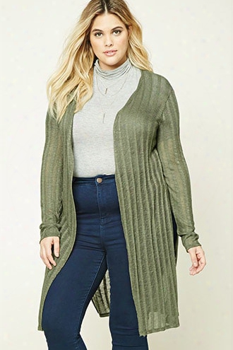 Plus Size Open-knit Cardigan