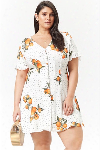 Plus Size Orange Button-front Dress