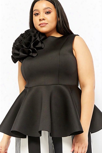 Plus Size Ruffle Floral Peplum Top