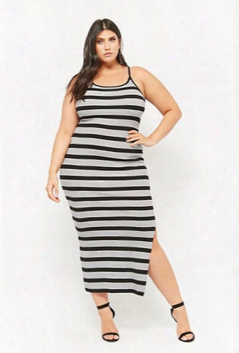 Plus Size Striped Cami Bodycon Maxi Dress