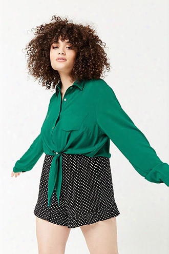 Plus Size Tie-front Shirt