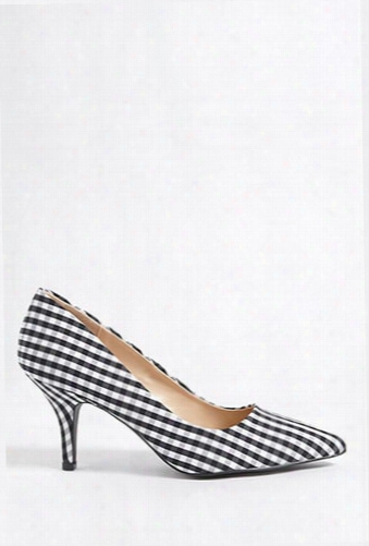 Qupid Pointed Gingham Pumps