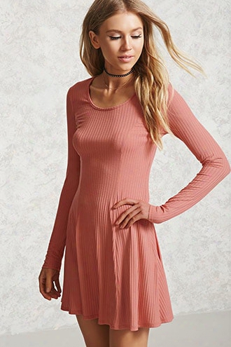 Ribbed Knit Swing Dress