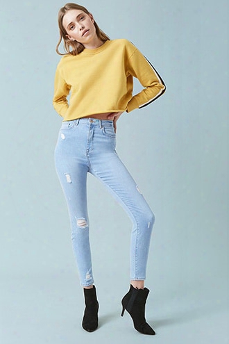 Sculpted High-rise Distressed Skinny Jeans