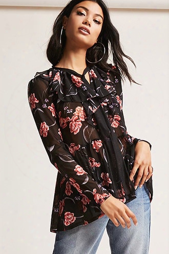 Sheer Floral Peplum Top