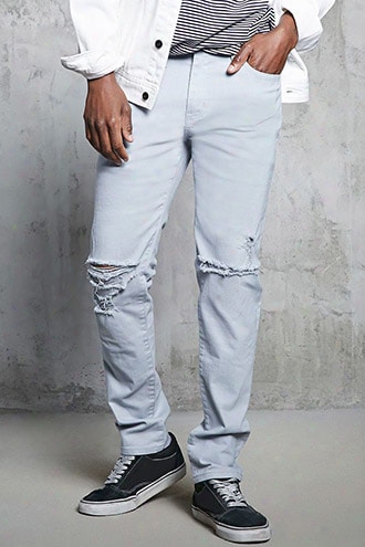Slim-fit Ripped-knee Jeans