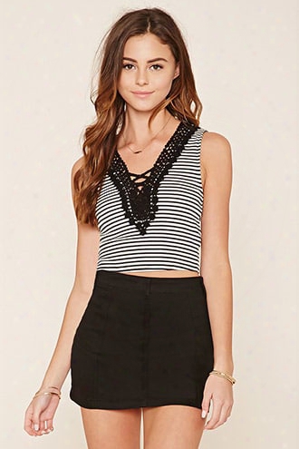 Striped Crochet Knit Top