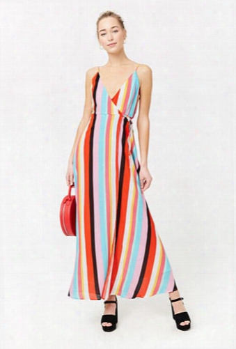 Striped Surplice Wrap Dress
