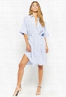 Striped Button-Front Mini Shirt Dress