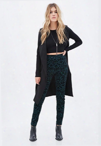 Velveteen Damask-patterned Leggings