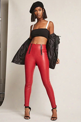 Zippered Faux Leather Pants