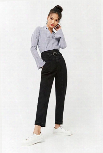 Belted High-waist Jeans