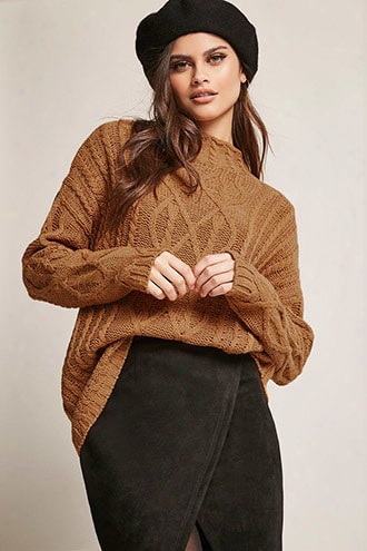 Cable-knit Mock Neck Sweater