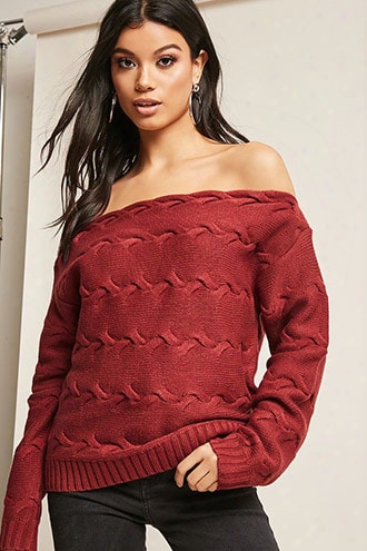 Cable-knit Off-the-shoulder Top