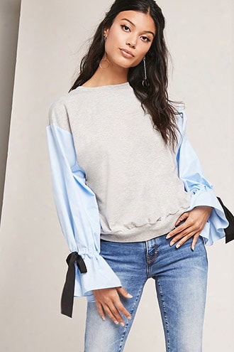 Colorblock Tie-sleeve Sweatshirt