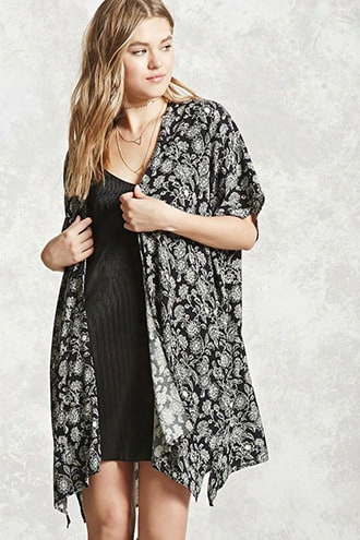 Dolman Floral Print Kimono