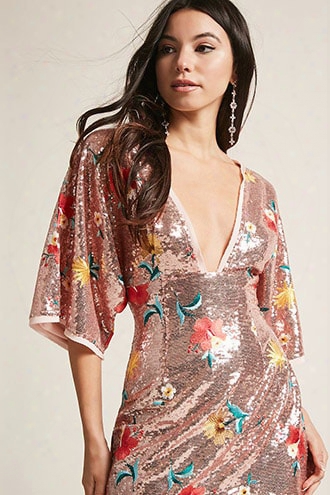 Embroidered Sequin Mini Dress