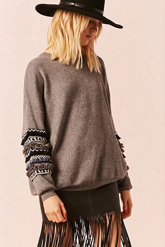 Embroidered Sleeve Sweater