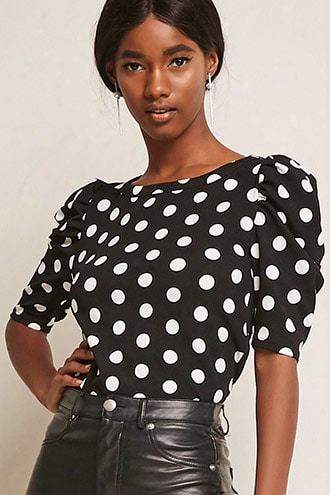 Eta Polka Dot Puff-sleeve Top