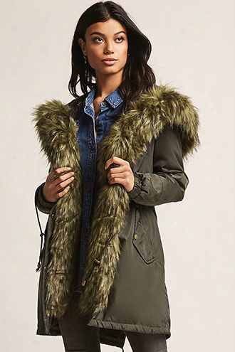 Faux Fur-trim Parka Jacket