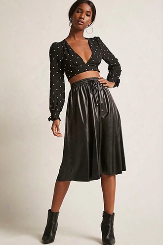 Faux Leather Drawstring Skirt