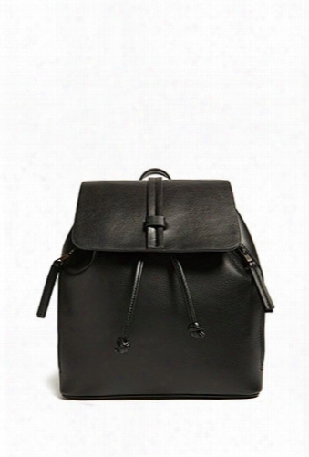 Faux Leather Flap-top Backpack