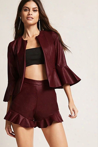 Faux Leather Flounce Shorts