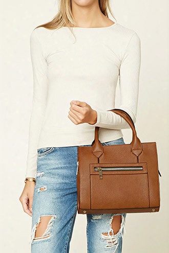 Faux Leather Zipper Satchel