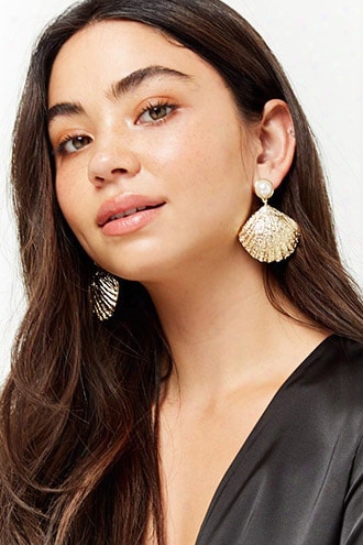 Faux Pearl Shell Drop Earrings