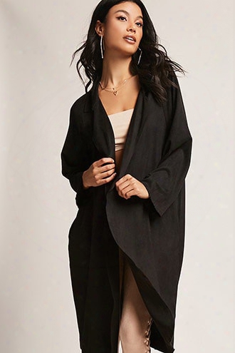 Faux Suede Longline Cardigan