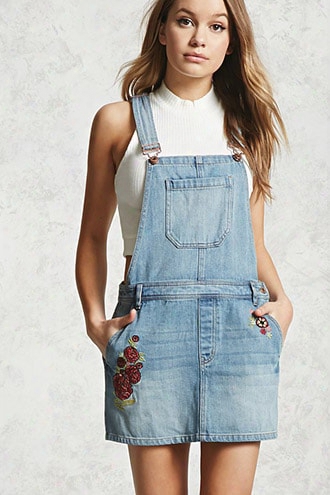Floral Embroidery Overall Dress