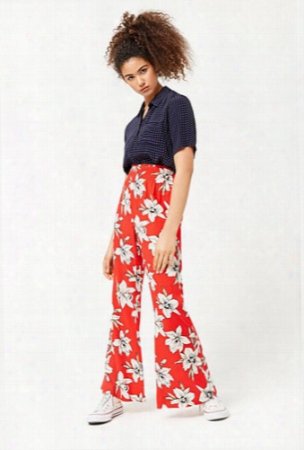 Floral High-rise Flare Pants