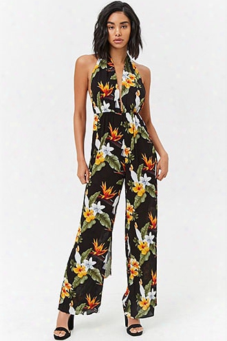 Floral Print Halter Jumpsuit