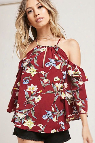 Floral Print Open-shoulder Top