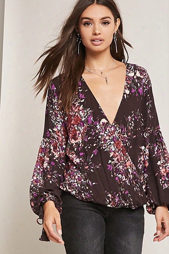 Floral Print Surplice Top