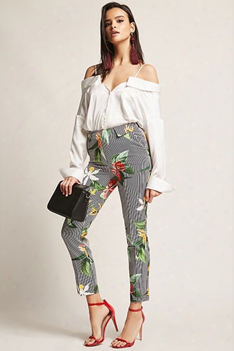 Floral Striped Woven Pants