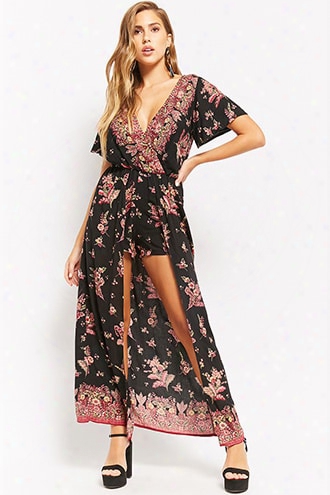 Floral Surplice High-low Romper