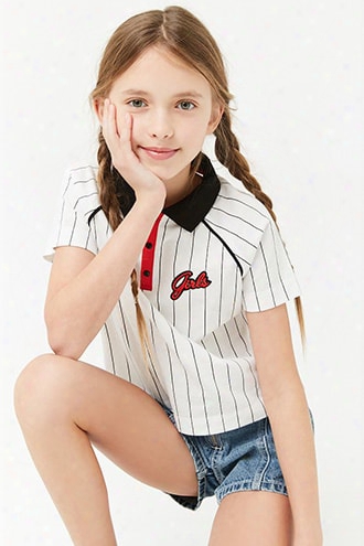 Girls Patch Pinstriped Shirt (kids)