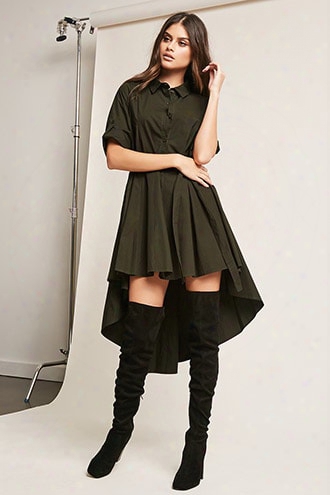 High-low Poplin Shirt Dress