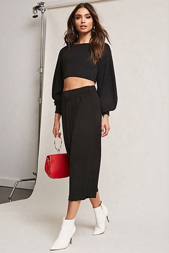 High-waist Buttoned Culottes