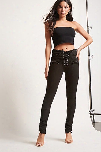 Kikiriki Frayed Lace-up Jeans