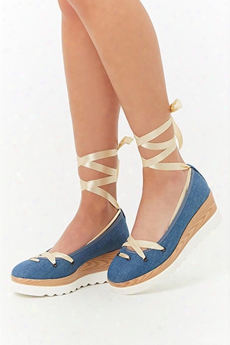 Lace-up Denim Platform Shoes