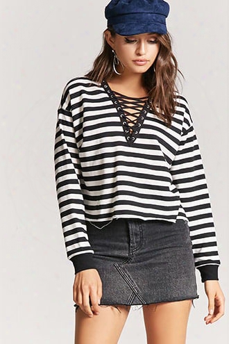 Lace-up Striped Top