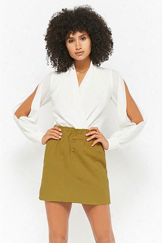 Linen Button-front Skirt