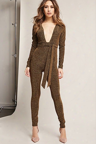 Metallic Plunging Jumpsuit